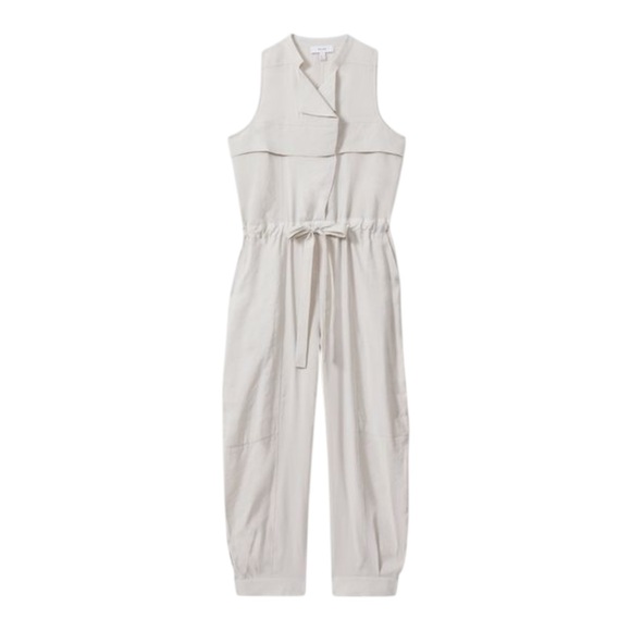 Reiss Pants - Reiss Women Skylar Belted Utility Jumpsuit  Stone Sleeveless Drawstring Sz 6 NEW